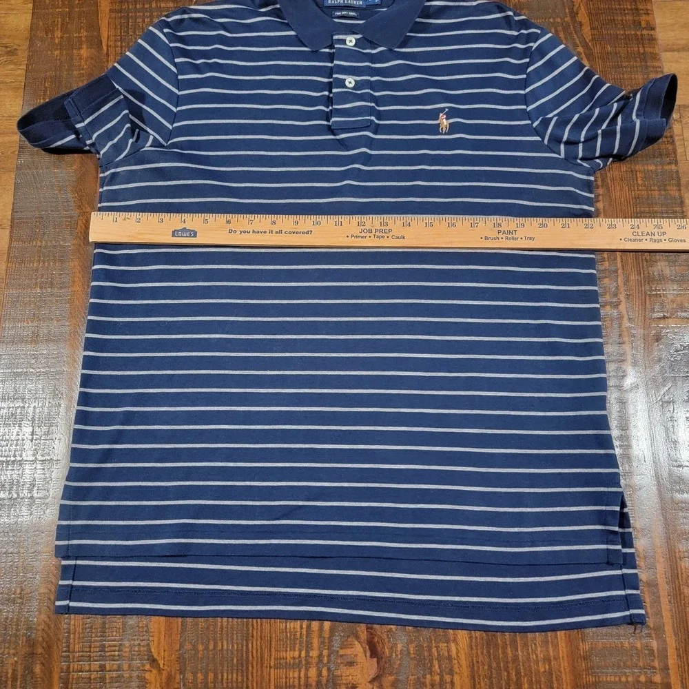 VTG Ralph Lauren Men's Polo Shirt‎ 100% Cotton Striped Shirt Size L